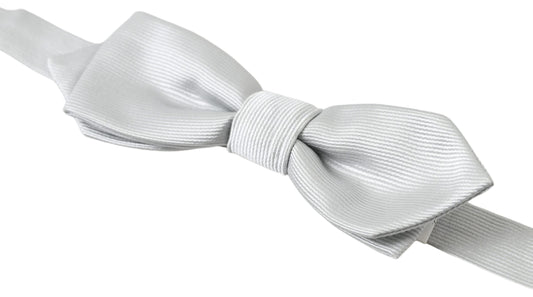 Dolce & Gabbana Gray Silk Adjustable Men Neck Papillon Bow Tie - ClickThatClicks 