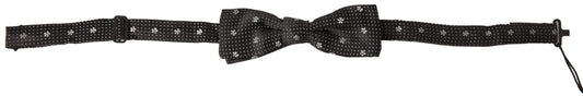 Dolce & Gabbana Black Patterned Silk Adjustable Men Neck Papillon Bow Tie - ClickThatClicks 