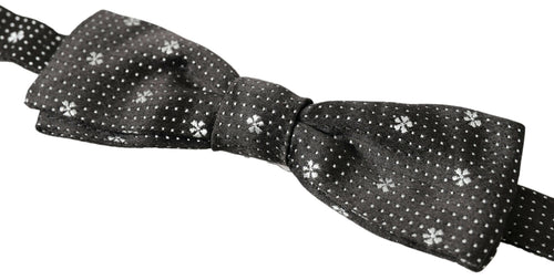 Dolce & Gabbana Black Patterned Silk Adjustable Men Neck Papillon Bow Tie - ClickThatClicks 