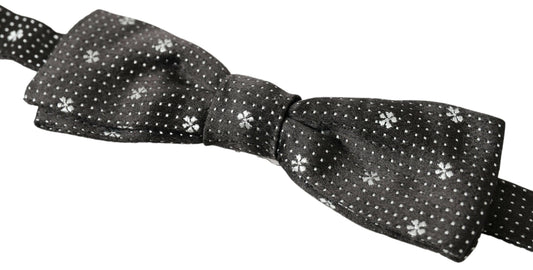 Dolce & Gabbana Black Patterned Silk Adjustable Men Neck Papillon Bow Tie - ClickThatClicks 