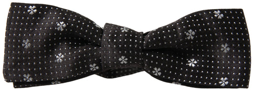 Dolce & Gabbana Black Patterned Silk Adjustable Men Neck Papillon Bow Tie - ClickThatClicks 