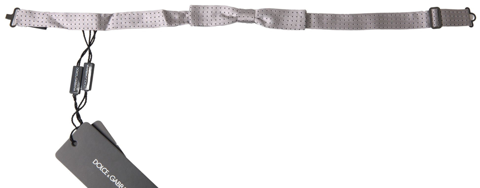 Dolce & Gabbana Gray Dotted Silk Adjustable Men Neck Papillon Bow Tie - ClickThatClicks 