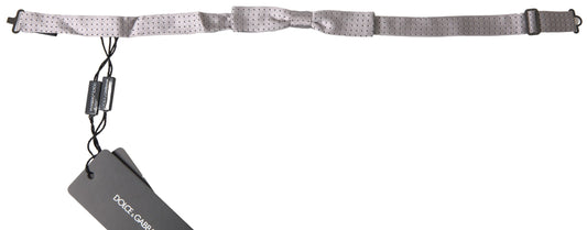 Dolce & Gabbana Gray Dotted Silk Adjustable Men Neck Papillon Bow Tie - ClickThatClicks 