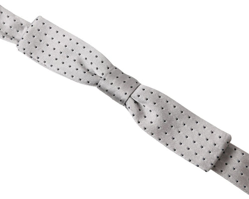 Dolce & Gabbana Gray Dotted Silk Adjustable Men Neck Papillon Bow Tie - ClickThatClicks 