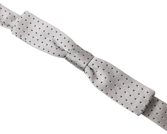 Dolce & Gabbana Gray Dotted Silk Adjustable Men Neck Papillon Bow Tie - ClickThatClicks 