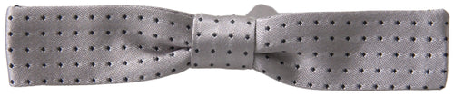 Dolce & Gabbana Gray Dotted Silk Adjustable Men Neck Papillon Bow Tie - ClickThatClicks 
