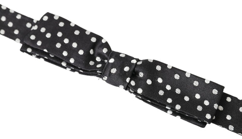 Dolce & Gabbana Black Polka Dot Silk Adjustable Men Neck Papillon Bow Tie - ClickThatClicks 
