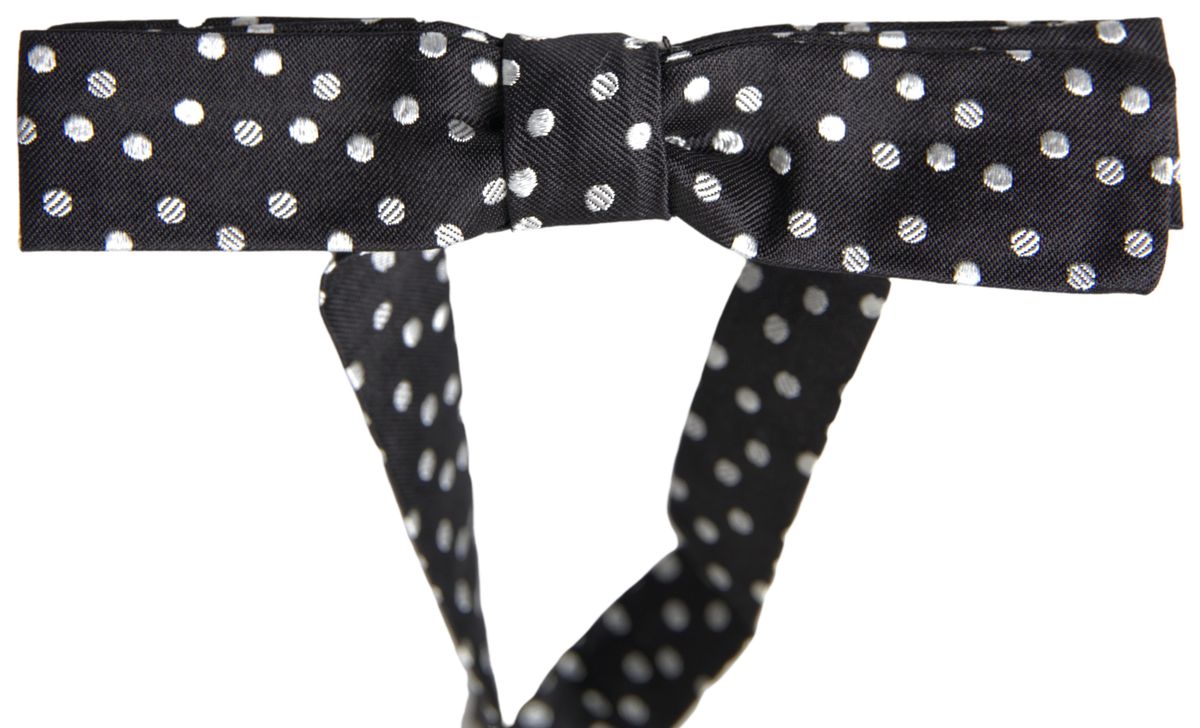 Dolce & Gabbana Black Polka Dot Silk Adjustable Men Neck Papillon Bow Tie - ClickThatClicks 