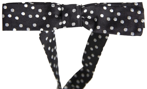 Dolce & Gabbana Black Polka Dot Silk Adjustable Men Neck Papillon Bow Tie - ClickThatClicks 