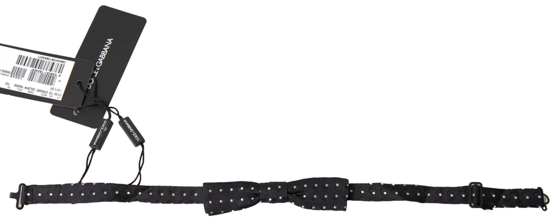 Dolce & Gabbana Black Polka Dot Silk Adjustable Men Neck Papillon Bow Tie - ClickThatClicks 