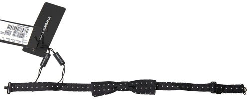 Dolce & Gabbana Black Polka Dot Silk Adjustable Men Neck Papillon Bow Tie - ClickThatClicks 
