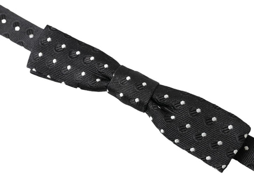 Dolce & Gabbana Black Polka Dot Silk Adjustable Men Neck Papillon Bow Tie - ClickThatClicks 