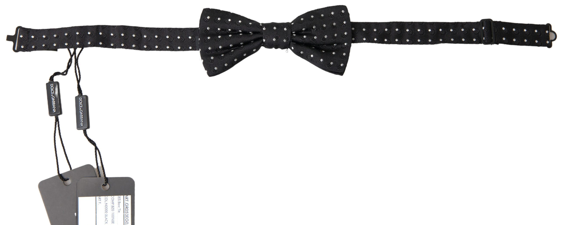 Dolce & Gabbana Black Polka Dot Silk Adjustable Men Neck Papillon Bow Tie - ClickThatClicks 
