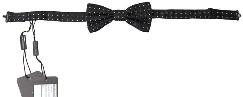 Dolce & Gabbana Black Polka Dot Silk Adjustable Men Neck Papillon Bow Tie - ClickThatClicks 