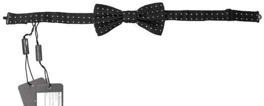Dolce & Gabbana Black Polka Dot Silk Adjustable Men Neck Papillon Bow Tie - ClickThatClicks 