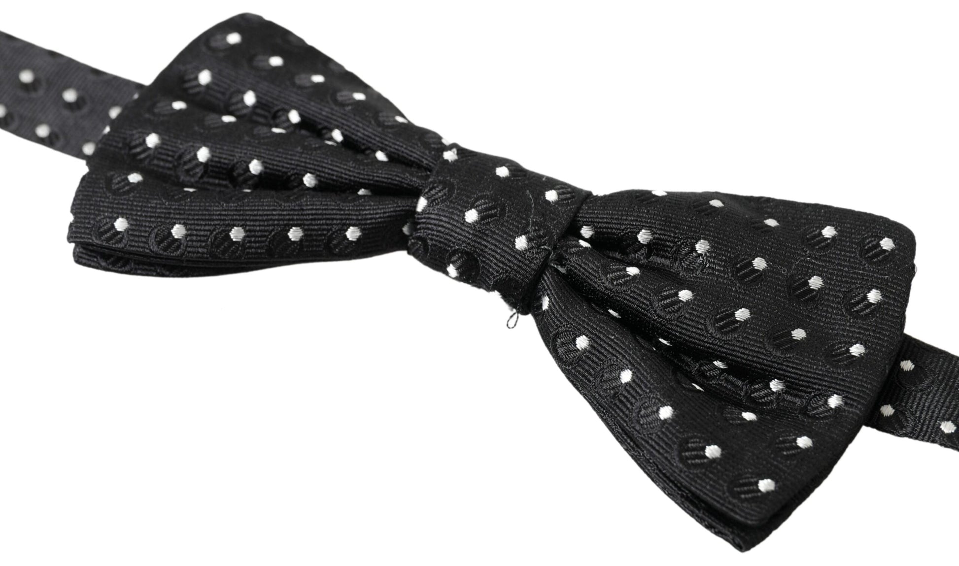 Dolce & Gabbana Black Polka Dot Silk Adjustable Men Neck Papillon Bow Tie - ClickThatClicks 