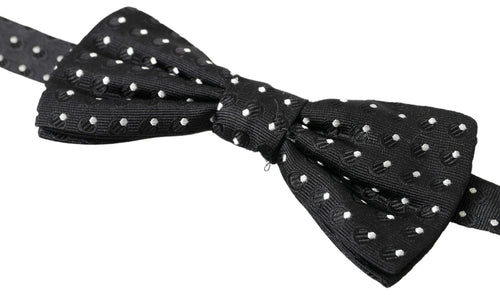 Dolce & Gabbana Black Polka Dot Silk Adjustable Men Neck Papillon Bow Tie - ClickThatClicks 