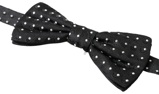 Dolce & Gabbana Black Polka Dot Silk Adjustable Men Neck Papillon Bow Tie - ClickThatClicks 