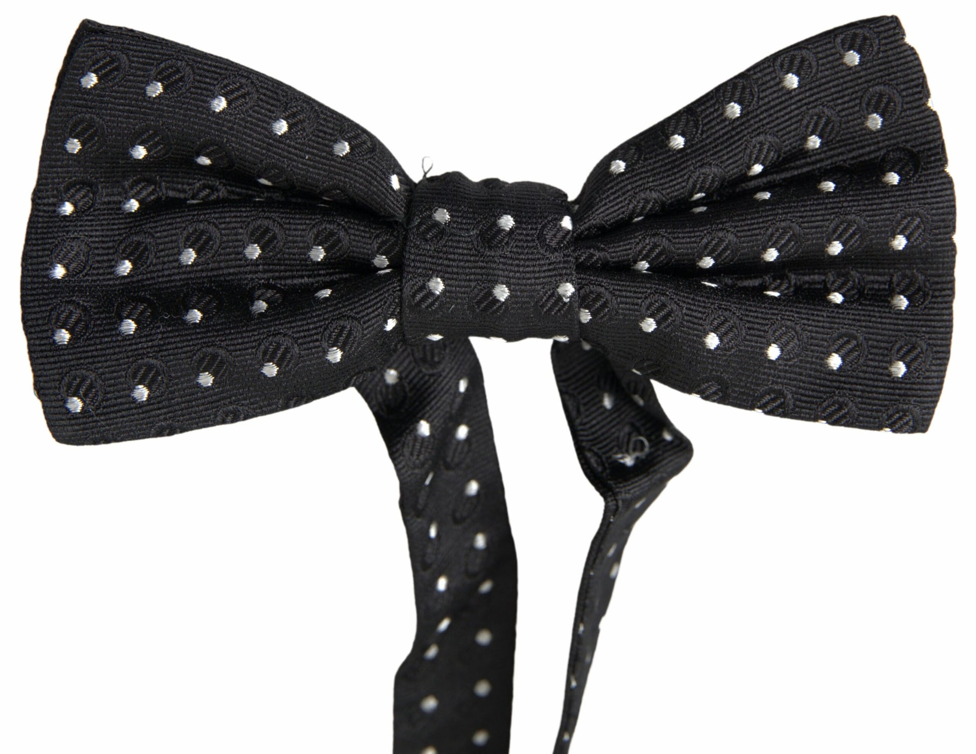 Dolce & Gabbana Black Polka Dot Silk Adjustable Men Neck Papillon Bow Tie - ClickThatClicks 