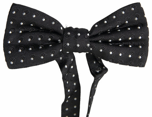 Dolce & Gabbana Black Polka Dot Silk Adjustable Men Neck Papillon Bow Tie - ClickThatClicks 