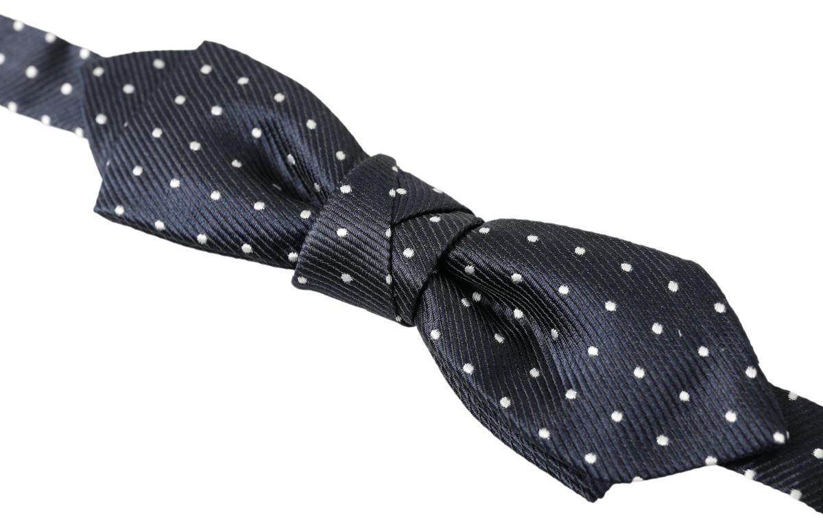 Dolce & Gabbana Blue Polka Dot Silk Adjustable Men Neck Papillon Bow Tie - ClickThatClicks 