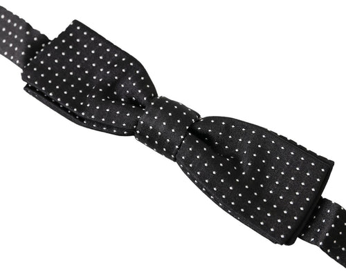 Dolce & Gabbana Black Polka Dot Silk Adjustable Men Neck Papillon Bow Tie - ClickThatClicks 
