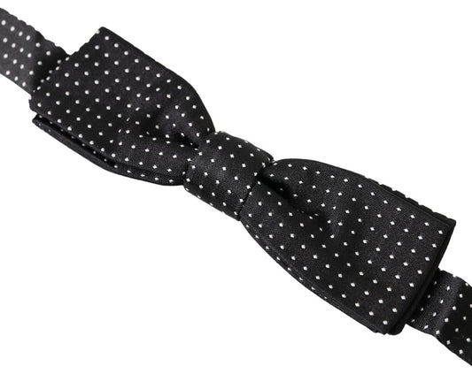 Dolce & Gabbana Black Polka Dot Silk Adjustable Men Neck Papillon Bow Tie - ClickThatClicks 