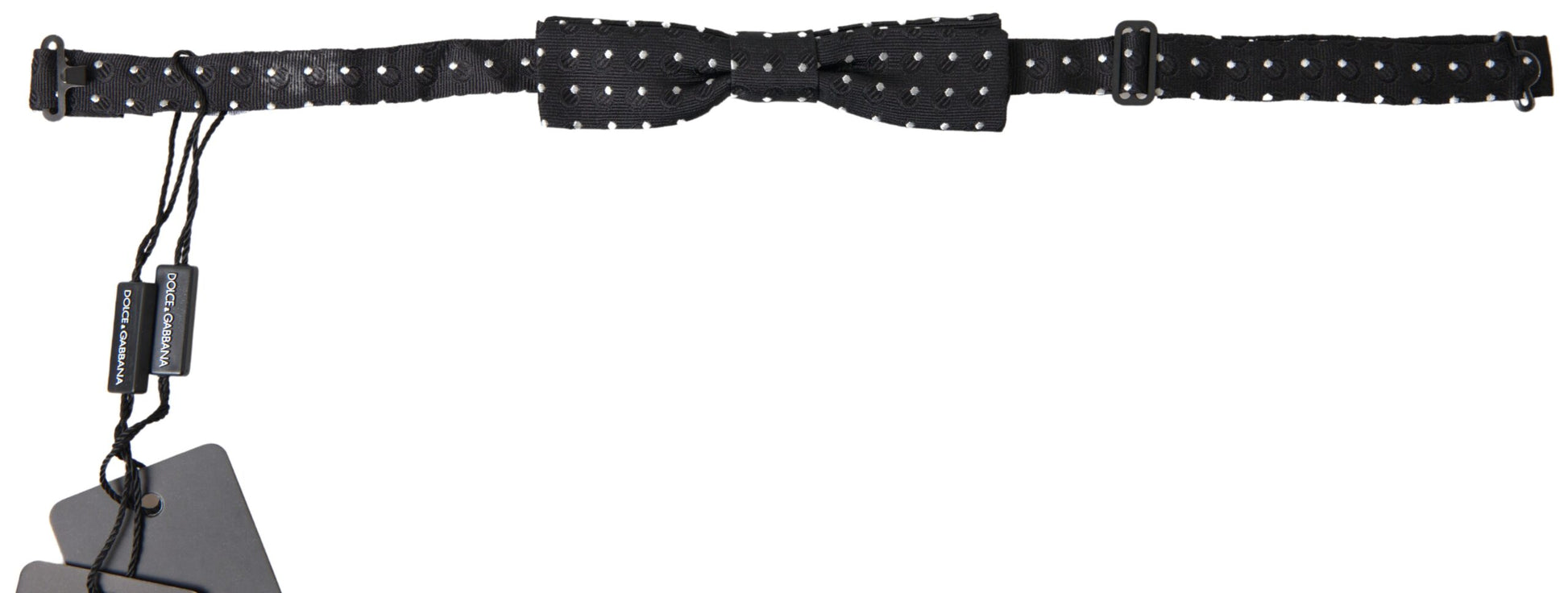 Dolce & Gabbana Black Polka Dot Silk Adjustable Men Neck Papillon Bow Tie - ClickThatClicks 
