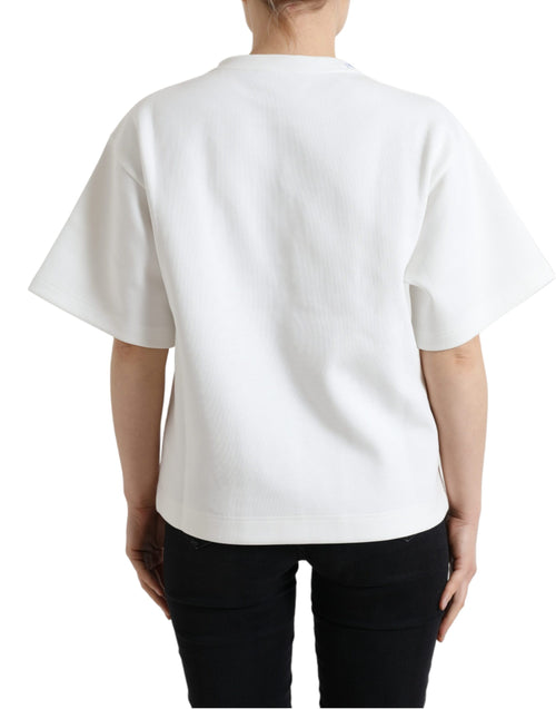 Dolce & Gabbana T-shirt White Cotton Stretch Black HOT Crystal - ClickThatClicks 
