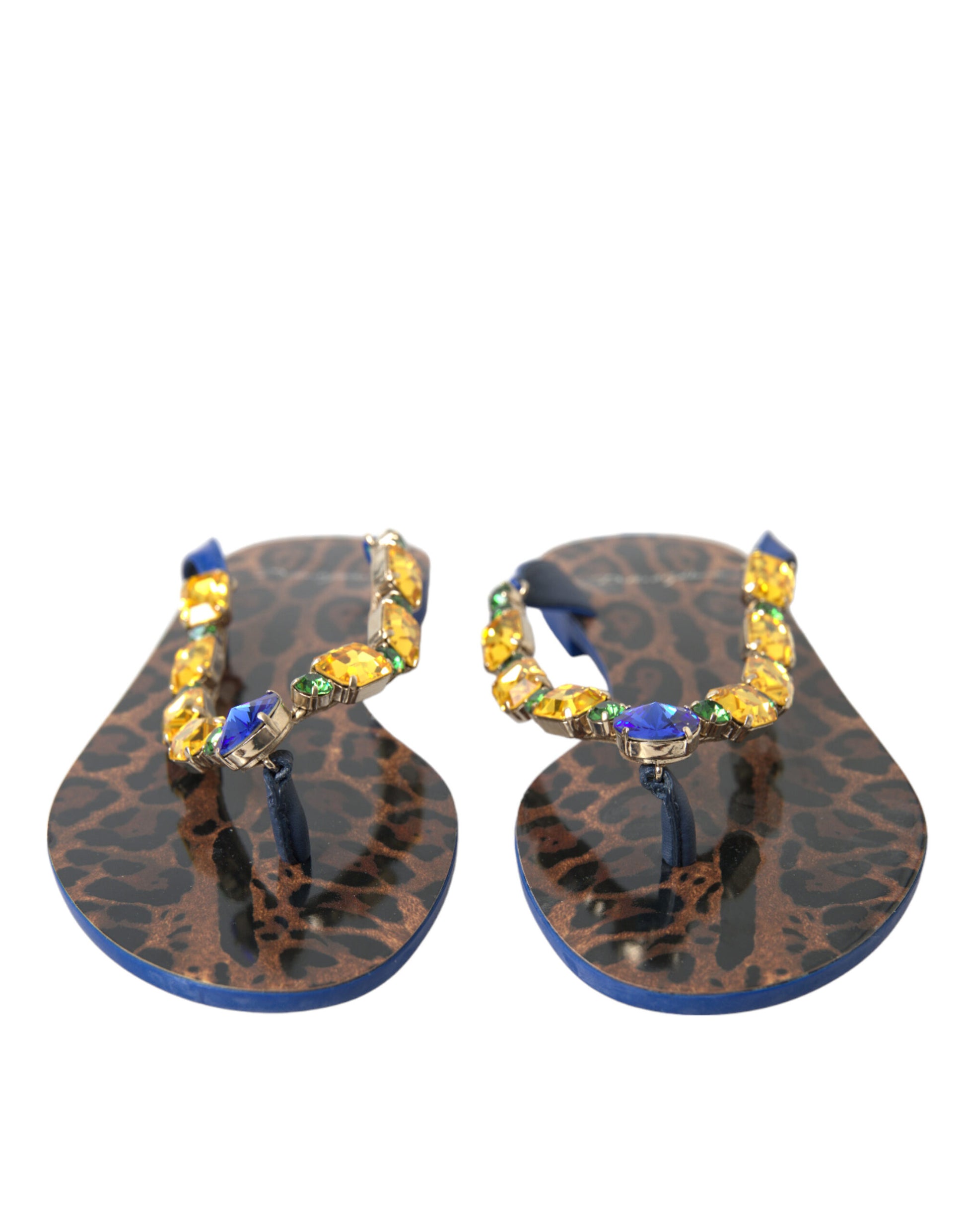 Dolce & Gabbana Blue Crystals Flats Sandals Beachwear Shoes - ClickThatClicks 