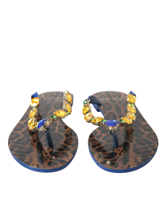 Dolce & Gabbana Blue Crystals Flats Sandals Beachwear Shoes - ClickThatClicks 