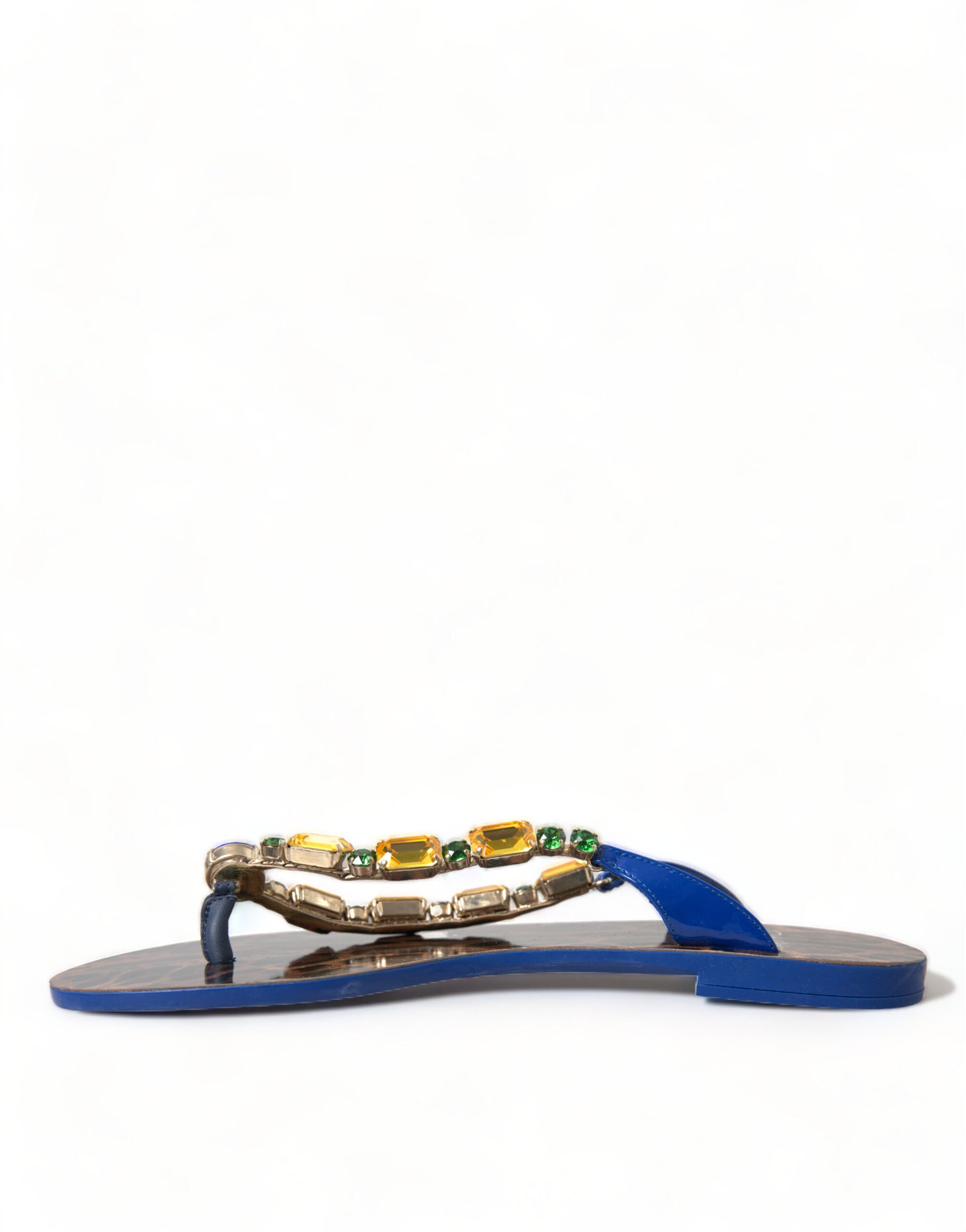 Dolce & Gabbana Blue Crystals Flats Sandals Beachwear Shoes - ClickThatClicks 