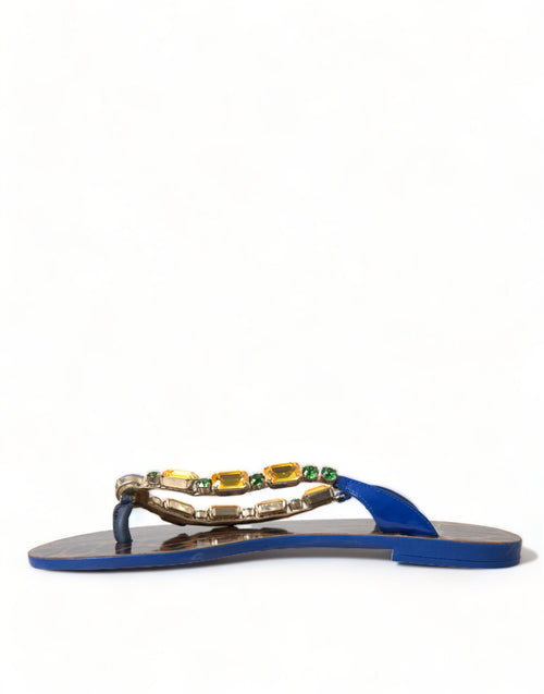 Dolce & Gabbana Blue Crystals Flats Sandals Beachwear Shoes - ClickThatClicks 