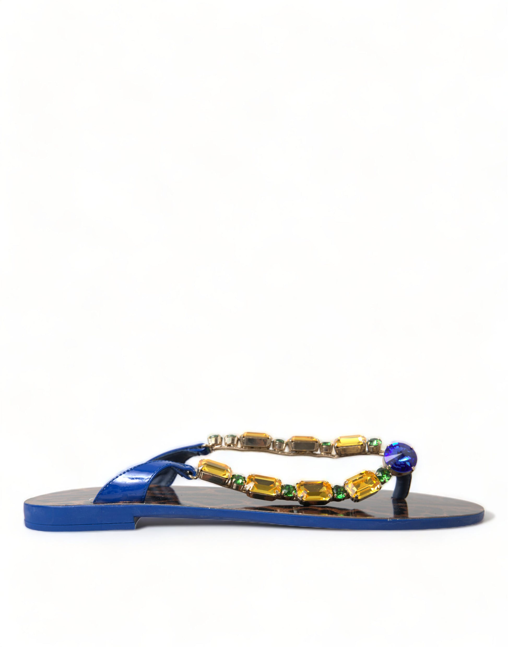 Dolce & Gabbana Blue Crystals Flats Sandals Beachwear Shoes - ClickThatClicks 