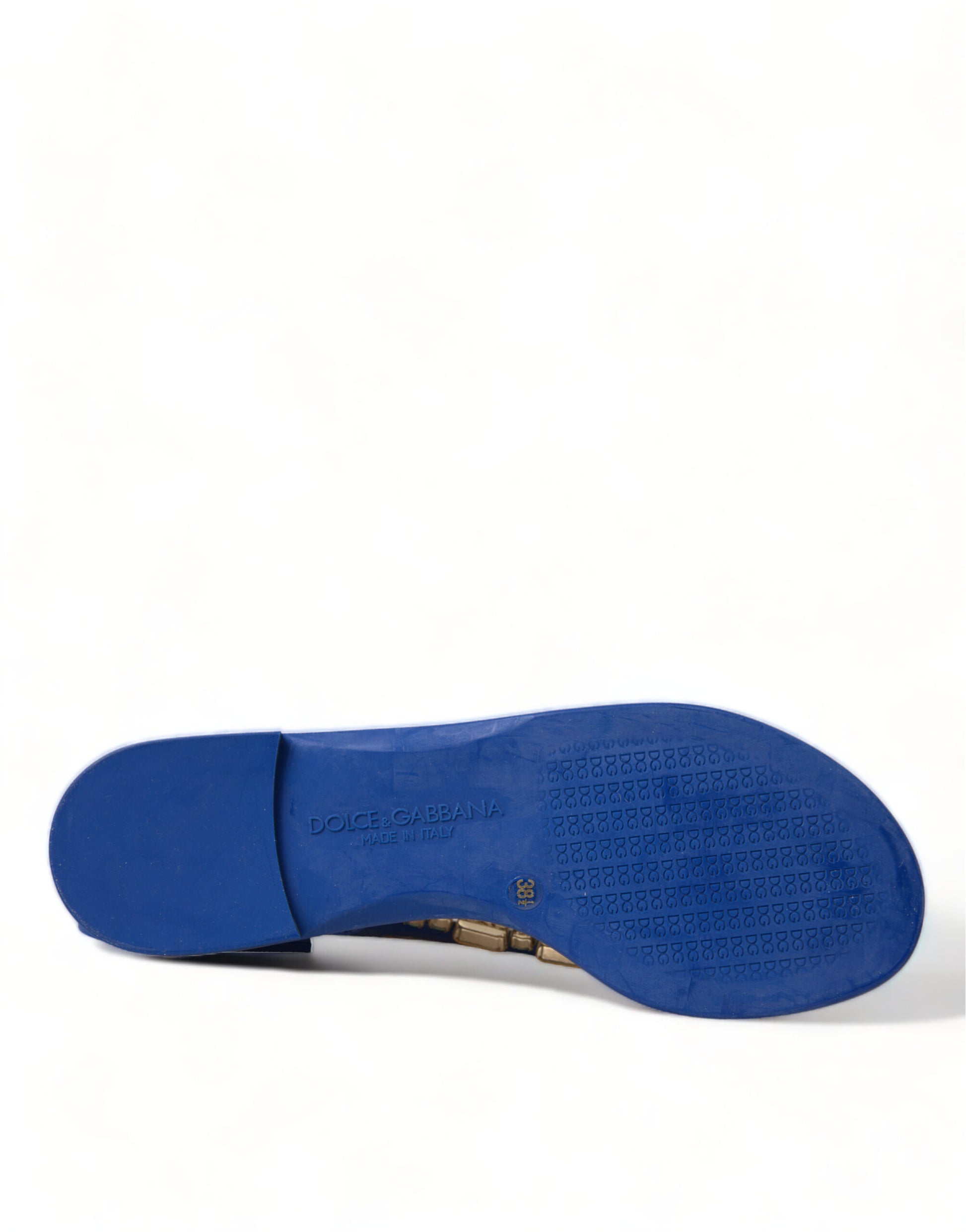 Dolce & Gabbana Blue Crystals Flats Sandals Beachwear Shoes - ClickThatClicks 