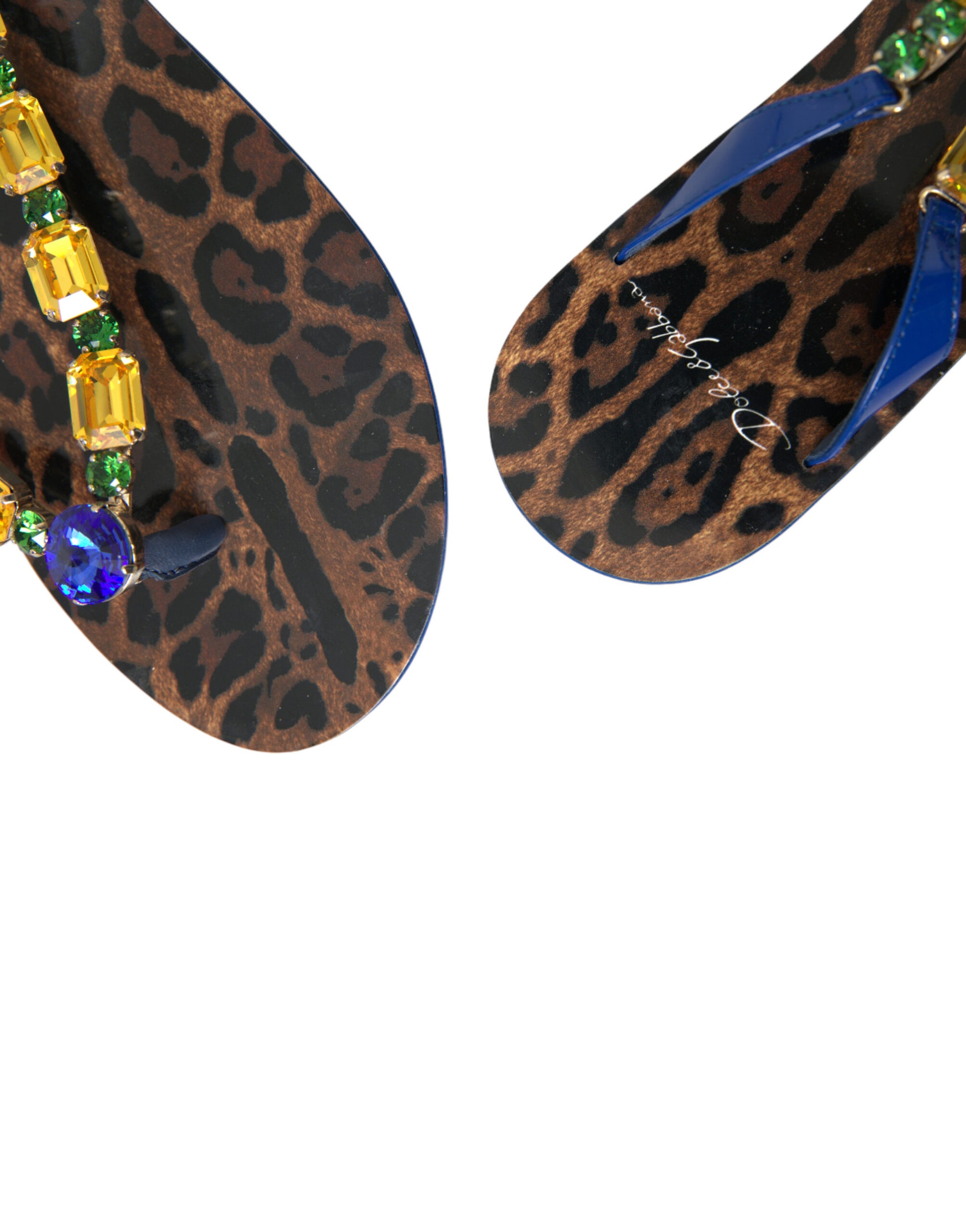 Dolce & Gabbana Blue Crystals Flats Sandals Beachwear Shoes - ClickThatClicks 