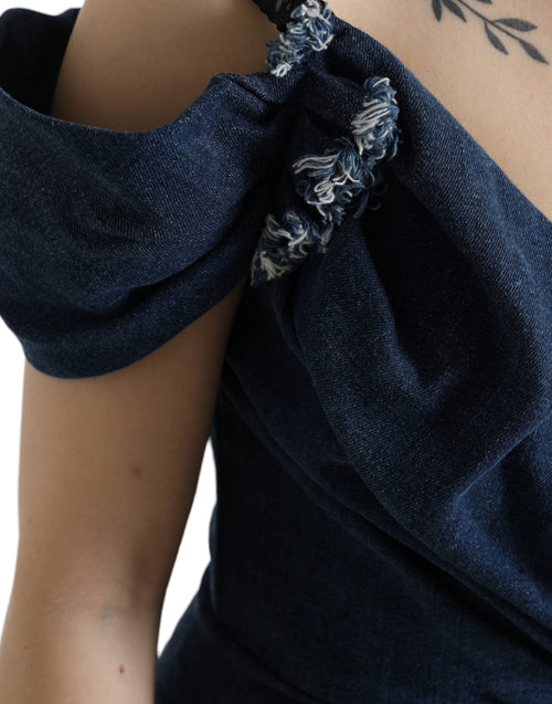 Dolce & Gabbana Blue Patchwork Two Tone Denim Mini Dress - ClickThatClicks 
