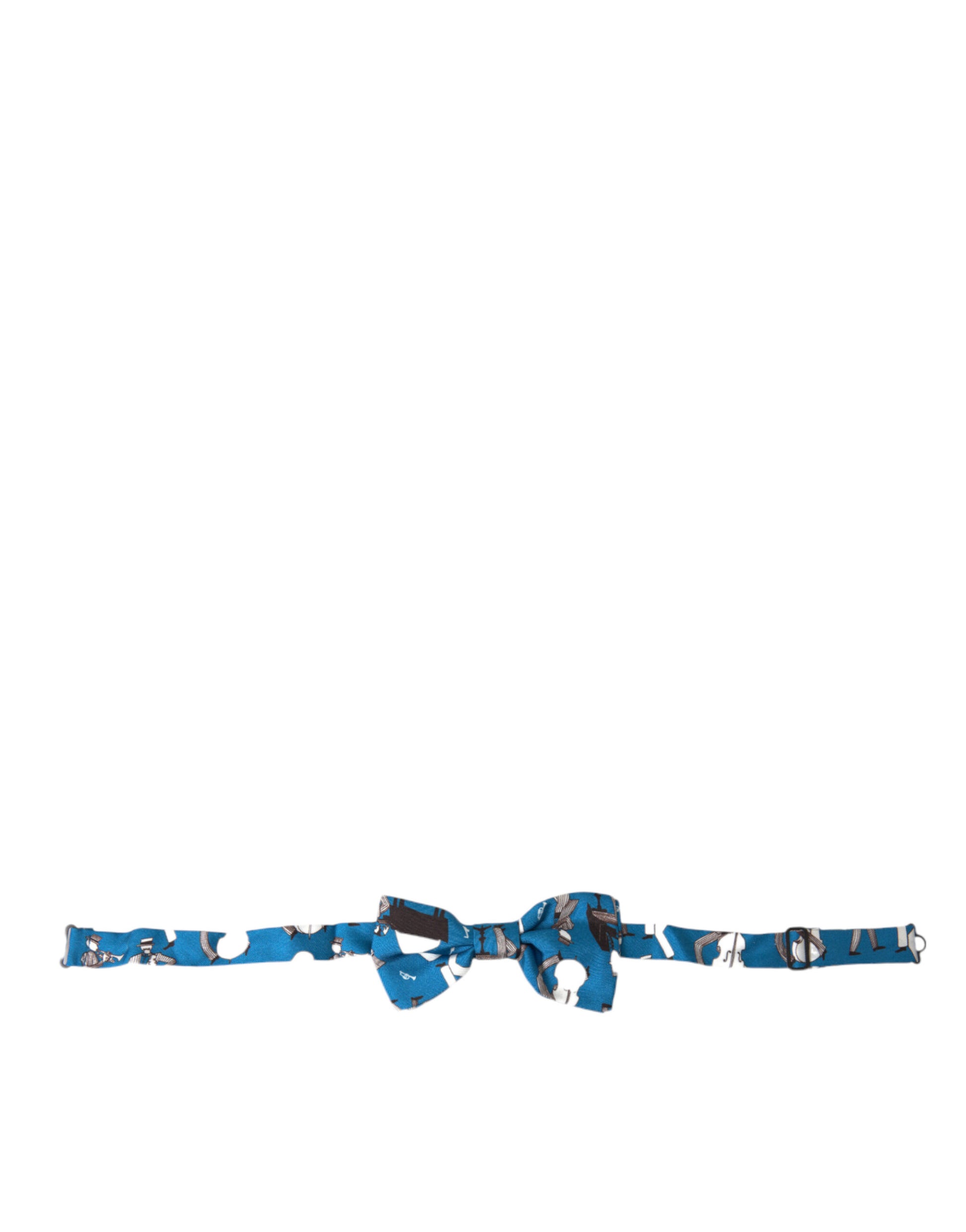Dolce & Gabbana Blue Jazz Club Silk Adjustable Neck Papillon Bow Tie - ClickThatClicks 