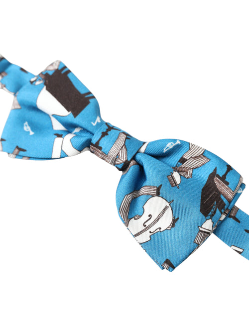 Dolce & Gabbana Blue Jazz Club Silk Adjustable Neck Papillon Bow Tie - ClickThatClicks 