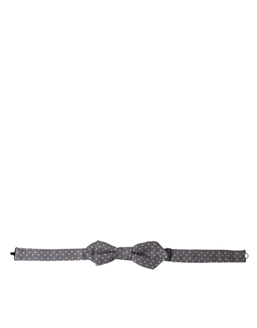 Dolce & Gabbana Gray Polka Dots Silk Adjustable Neck Papillon Bow Tie - ClickThatClicks 