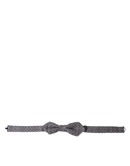 Dolce & Gabbana Gray Polka Dots Silk Adjustable Neck Papillon Bow Tie - ClickThatClicks 