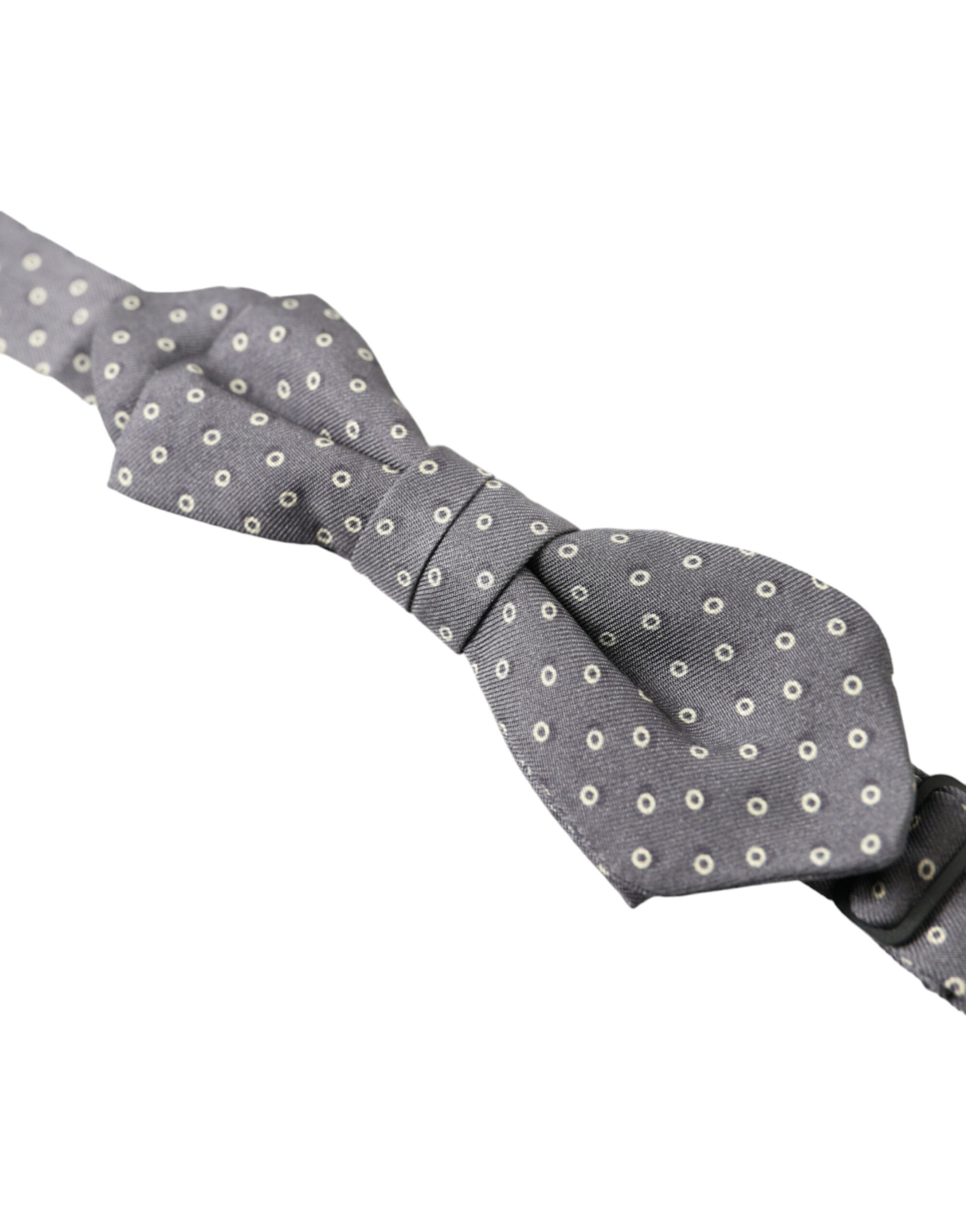 Dolce & Gabbana Gray Polka Dots Silk Adjustable Neck Papillon Bow Tie - ClickThatClicks 