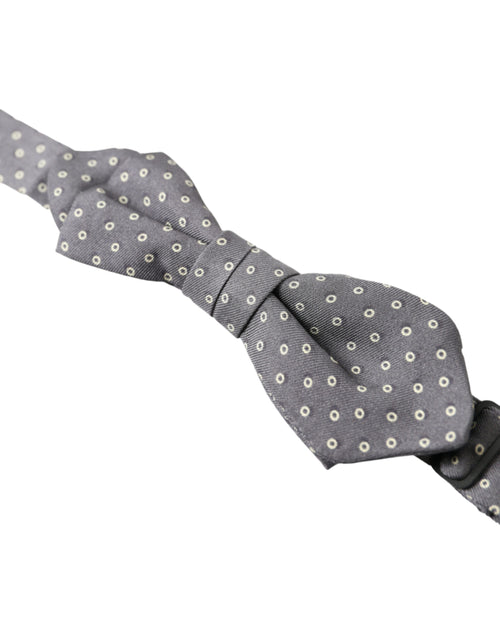 Dolce & Gabbana Gray Polka Dots Silk Adjustable Neck Papillon Bow Tie - ClickThatClicks 