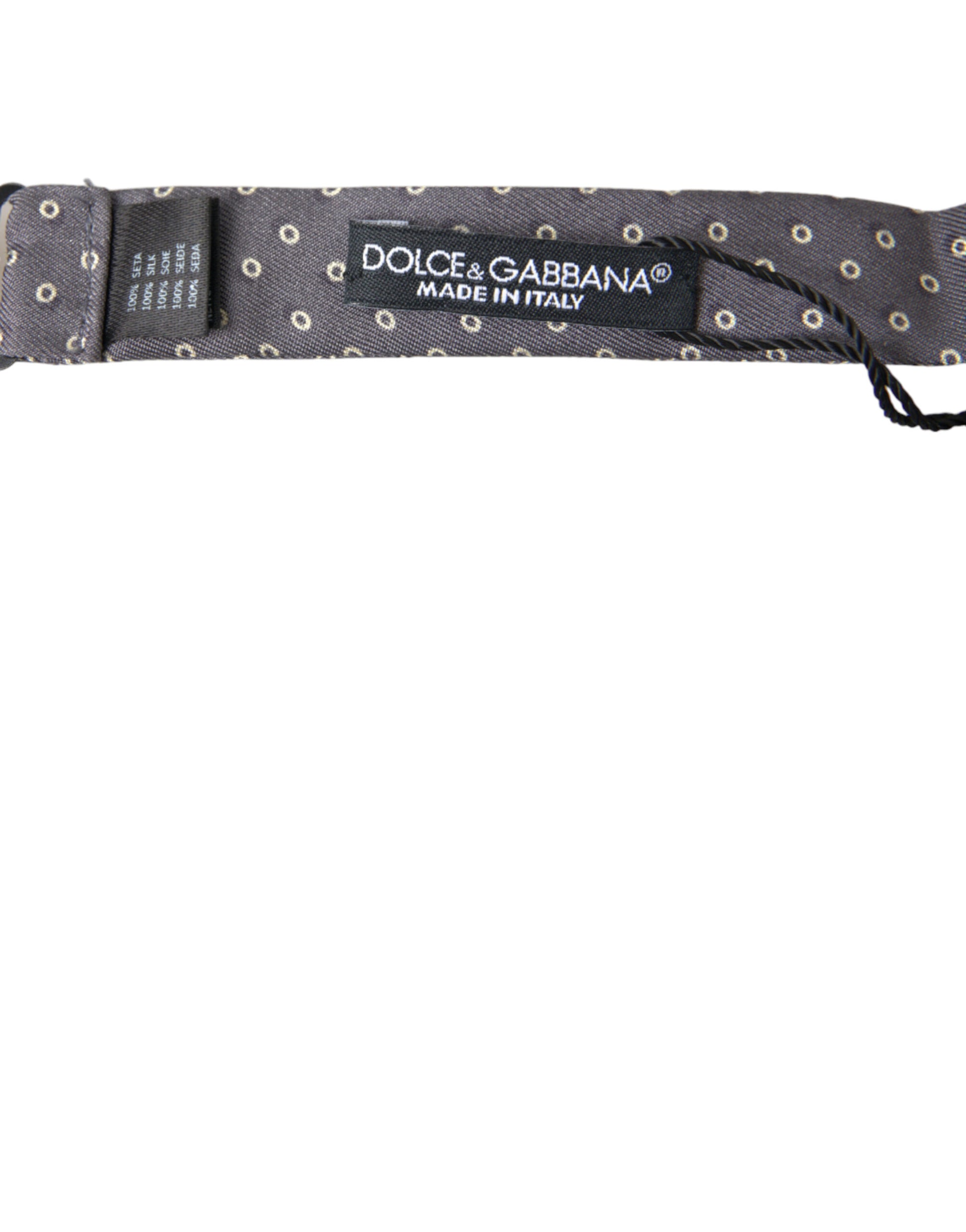 Dolce & Gabbana Gray Polka Dots Silk Adjustable Neck Papillon Bow Tie - ClickThatClicks 