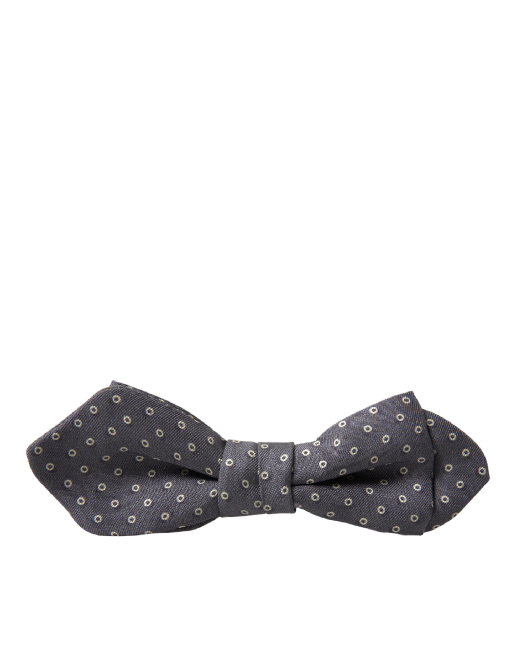 Dolce & Gabbana Gray Polka Dots Silk Adjustable Neck Papillon Bow Tie - ClickThatClicks 
