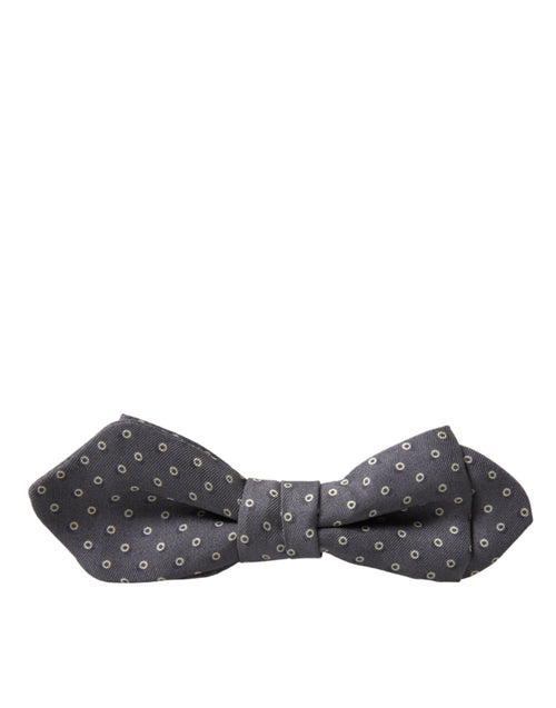 Dolce & Gabbana Gray Polka Dots Silk Adjustable Neck Papillon Bow Tie - ClickThatClicks 