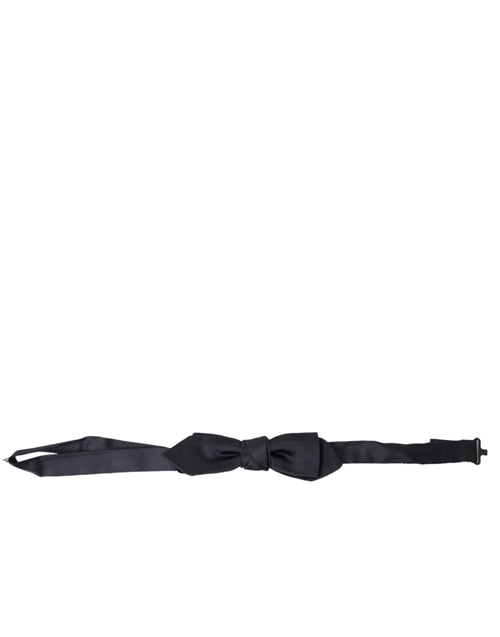 Dolce & Gabbana Dark Blue Silk Satin Adjustable Neck Men Papillon Bow Tie - ClickThatClicks 