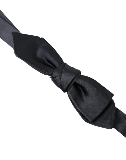 Dolce & Gabbana Dark Blue Silk Satin Adjustable Neck Men Papillon Bow Tie - ClickThatClicks 