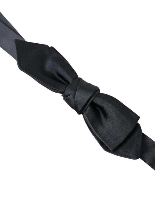 Dolce & Gabbana Dark Blue Silk Satin Adjustable Neck Men Papillon Bow Tie - ClickThatClicks 