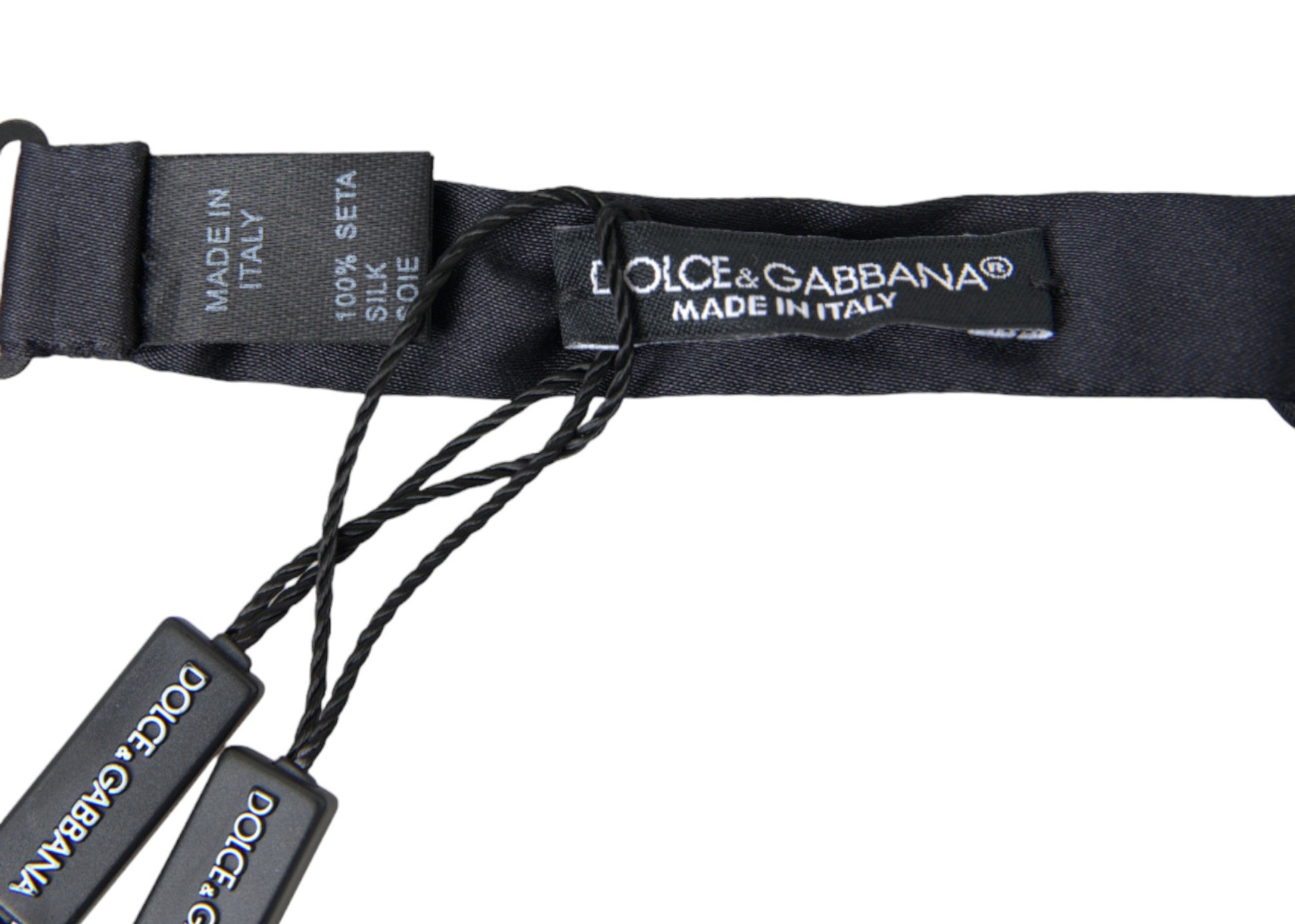 Dolce & Gabbana Dark Blue Silk Satin Adjustable Neck Men Papillon Bow Tie - ClickThatClicks 